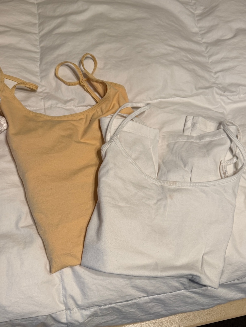 Active Basic White & Peach Spaghetti Strap Bandeaus